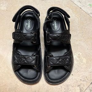 Chanel Quilted Leather Dad Dandals, size 38